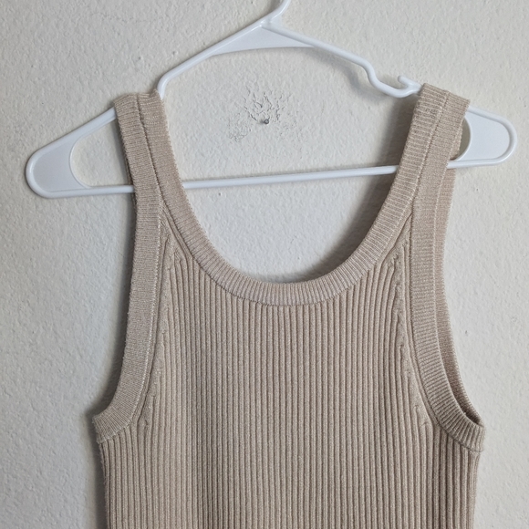 Anthropologie Jo Ribbed Knit Striped Sweater Tank Top Beige Ombre Size Medium - Picture 4 of 11